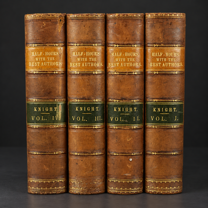 Complete 4-volume set "Half-Hours with the Best Authors" by Charles Knight. New York. 1854–1856. In English. Antique. Shows signs of age.