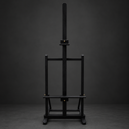 Medium black lectern. Pink eucalyptus wood. New.