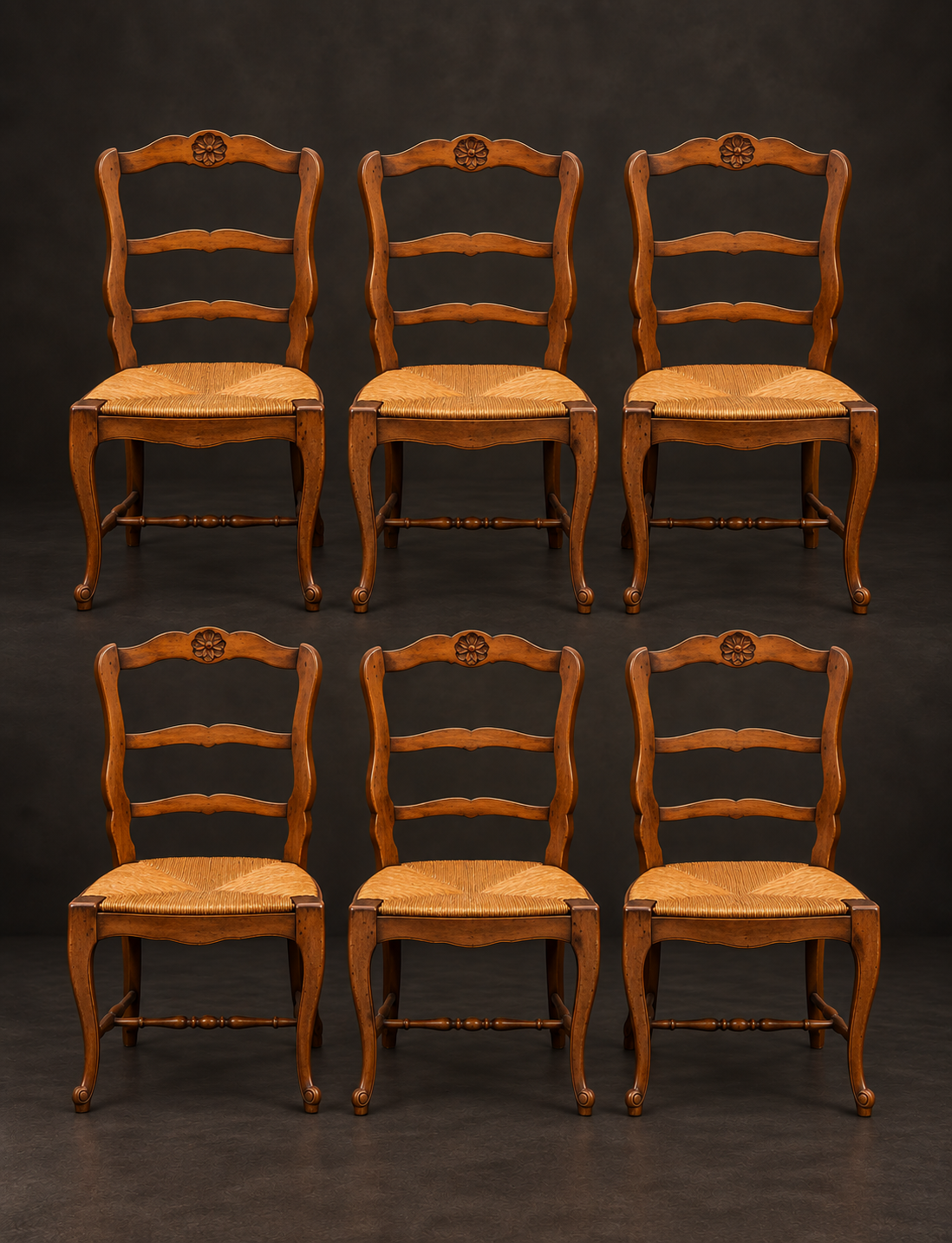 Louis XV style extending dining table with 6 chairs. France. First half of the 20th century. Antique.