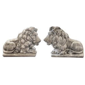 Par de leones de piedra colada.USA. Año 1991. Vintage.
