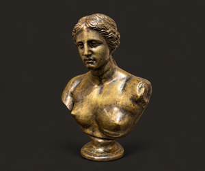 Busto Venus de Milo en bronce patinado. Mediados del siglo XX. Base de bronce integrada. Vintage.