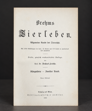 Book "Brehms Tierleben" (Brehm's Life of Animals), Volume II, by Alfred Edmund Brehm. 1900. In German. Antique. Illustrated. Shows signs of age.