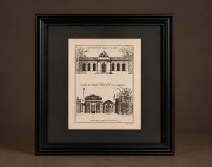 Architectural engraving "Décoration de la façade du côté du Fer à Cheval". Paris. 1737. Antique. Recent frame.