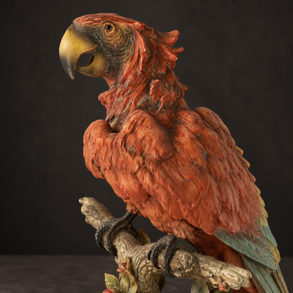 "Macaw" sculpture by Giuseppe Armani. Cold-cast porcelain. Italy. Ca. 1980–1990. Vintage.