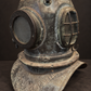 English copper and bronze diving helmet with natural green patina, "North Eastern Marine Engineering Co. Ltd." Ca. 1910–1930. Vintage.