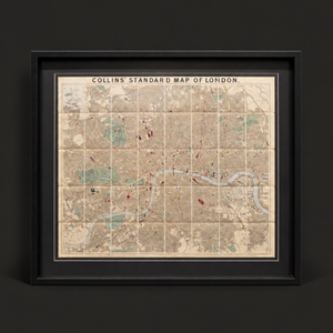 Mapa de Londres de Edward Stanford. Litografía coloreada a mano. Año 1875. Marco reciente.