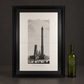Engraving of the towers of Bologna, "Veduta delle due Torri di Bologna. Garisenda e degli Asinelli", by Attilio Zuccagni-Orlandini. 1845. Antique. Recent frame.