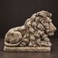 Pair of cast stone lions. USA. 1991. Vintage.
