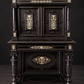 Ebonized wood sideboard with bone inlay. Renaissance Revival style. Ca. 1870. Antique. Shows signs of age.