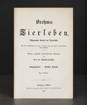 Book "Brehms Tierleben" (Brehm's Life of Animals), Volume I, by Alfred Edmund Brehm. 1893. In German. Antique. Illustrated. Shows signs of age.