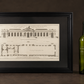 Architectural engraving "Élévation de la façade de l'orangerie du côté de ses jardins". Paris. 1737. Antique. Recent frame.