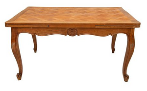 Juego de mesa con extensiones estilo Luis XV y  6 sillas. Francia. Primera mitad del siglo XX. Antigua.