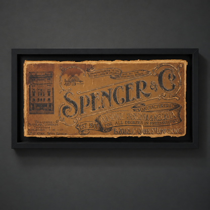 Letrero de Masoneria. Spencer &amp; Co. Manufacturers of Masonic Insginia &amp; Regalia.