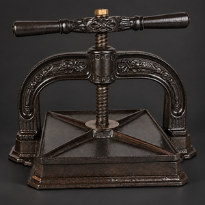 Cast iron hand press. Late 19th century. Antique. Working. Shows signs of age.