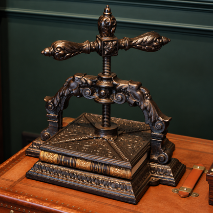 Cast iron hand press. Late 19th century. Antique. Working. Shows signs of age.