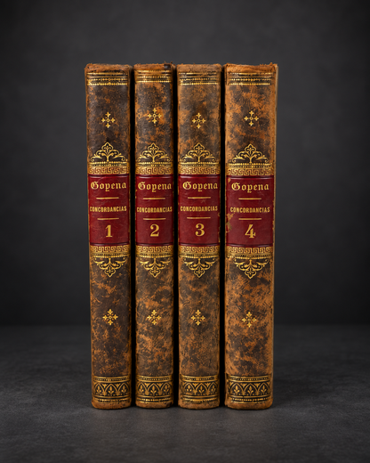 Complete 4-volume set "Concordancias, motivos y comentarios del código civil español" by D. Florencio García Goyena. Madrid. 1852. Antique. Shows signs of age.