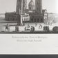 Grabado de las torres de Bologna “Veduta delle due Torri di Bologna. Garisenda e degli Asinelli” de Attilio Zuccagni-Orlandini. Año 1845. Antiguo. Marco reciente.