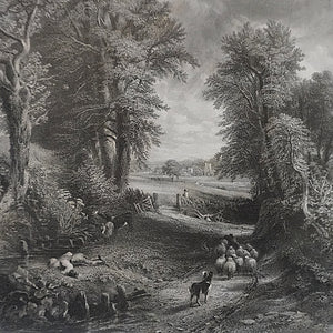 Grabado "The corn field" del libro "Tesoros de Inglaterra" de J. Vernon Whitaker, USA. Año 1881. Antiguo. Marco reciente.