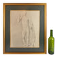 Drawing of the sculpture "Marcus Claudius Marcellus". 19th century. Recent frame. Antique.