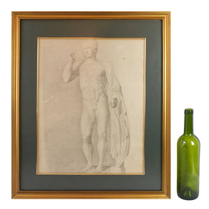 Dibujo de  la escultura de "Marco Claudio Marcelo". S. XIX. Marco reciente. Antiguo.