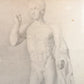 Dibujo de  la escultura de "Marco Claudio Marcelo". S. XIX. Marco reciente. Antiguo.