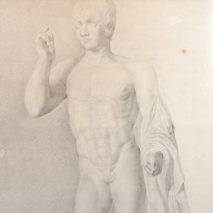 Dibujo de  la escultura de "Marco Claudio Marcelo". S. XIX. Marco reciente. Antiguo.