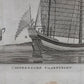 Grafico vista de barcos chinos "Voyage autour de monde" Francia, 1749
