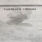 Grafico vista de barcos chinos "Voyage autour de monde" Francia, 1749