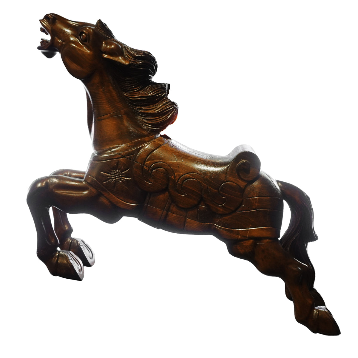 Caballo de carrusel tallado a mano. Siglo XX. Vintage.