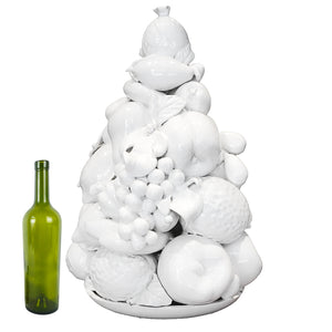 Frutero de cerámica vidriada blanca. Estilo Blanc de Chine. Ca. 1950. Vintage.