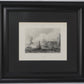 Grabado del puerto de "Le Havre". París. Año 1850. Con marco reciente. Antiguo.