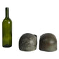 Bronze diving boot weights with natural green patina. Ca. 1900. Antique.