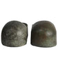 Lastres de bronce para botas de buzo con pátina verdosa natural. Ca. 1900. Antiguo.