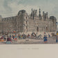 Grabado coloreado "HOTEL DE VILLE" de Adolphe Rouargue. Siglo XX.  Con marco reciente. Antiguo.