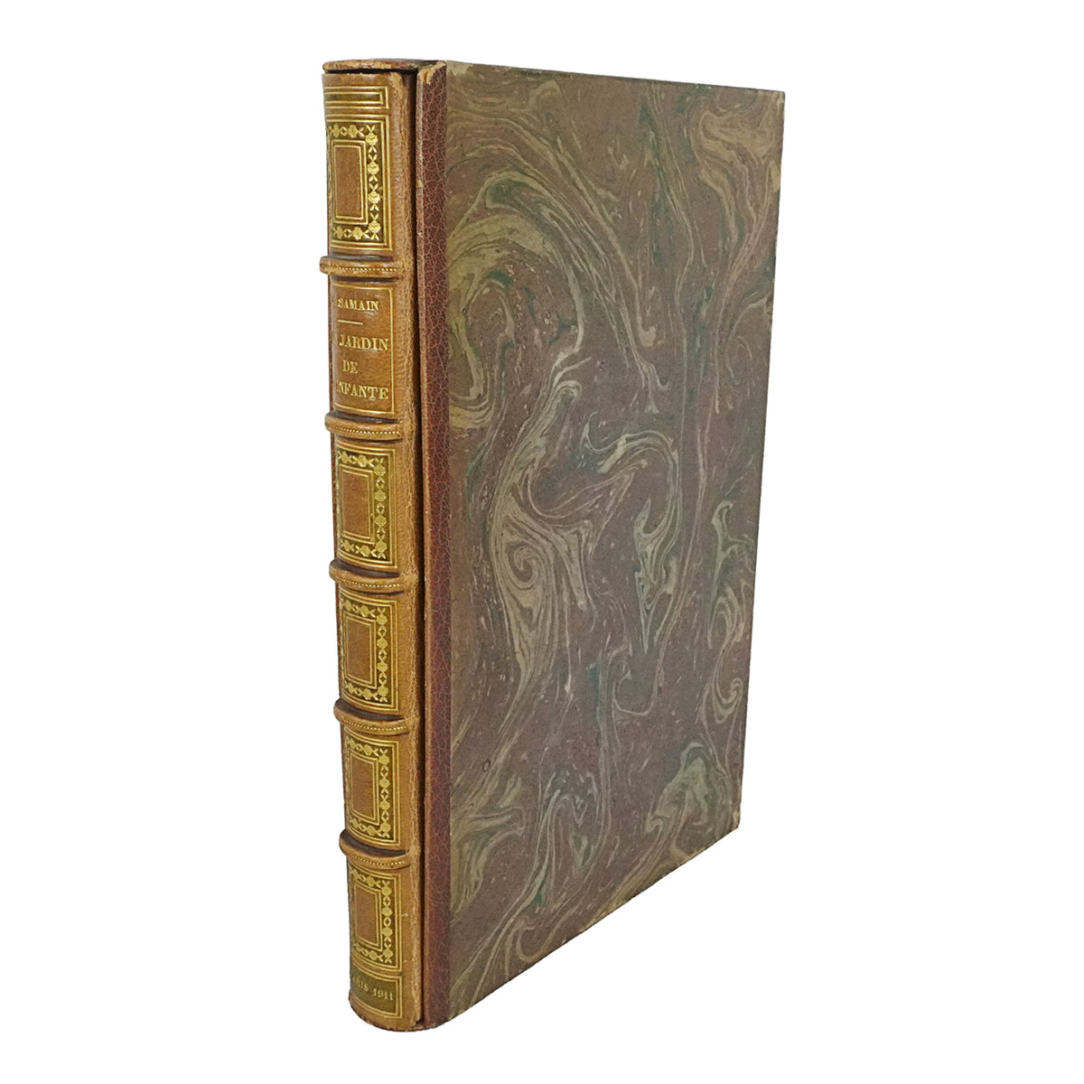Libro "Au Jardin de l' Infante" de Albert Samain. Francia. Edición de lujo año 1911.  Idioma francés. Antiguo. Con detalles de conservación.
