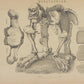 Grabado de un Megaterio. Londres. Año 1875.  Con marco reciente. Antiguo.