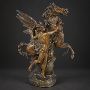Escultura Pegaso antimonio siglo XIX