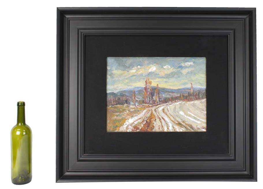 Pintura de Paisaje en estilo impresionista. Autor no identificado. Óleo sobre tela. Ca. 1960.  Con marco reciente. Vintage.