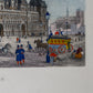Grabado coloreado "HOTEL DE VILLE" de Adolphe Rouargue. Siglo XX.  Con marco reciente. Antiguo.