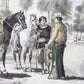 Litografía coloreada a mano "Trajes Mexicanos 1". Año 1878. Casimiro Castro. Ed. Víctor Debray. Con marco reciente. Antiguo.