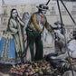 Litografía coloreada a mano "Trajes mexicanos 2". Año 1878. Casimiro Castro. Ed. Víctor Debray. Con marco reciente. Antiguo.