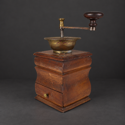 Molino de café en madera y metal Ca 1945 Decorativo