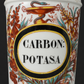 Botamen o albarelo de porcelana CARBON POTASA Finales Siglo XIX