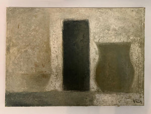 Pintura de Ramón Prats. Óleo sobre tela. Sin título. Ca. 1980.  Con marco reciente. Vintage.