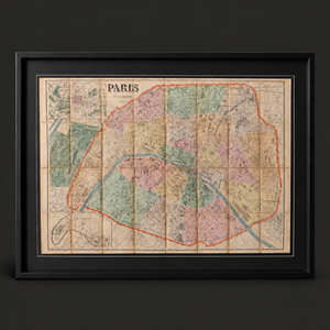 Mapa "Paris et ses environs 1884". Año 1884. Con marco reciente.