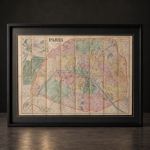 Mapa "Paris et ses environs 1884". Año 1884. Con marco reciente.
