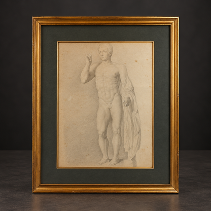 Dibujo de la escultura de "Marco Claudio Marcelo". S. XIX. Marco reciente.