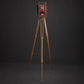 Red bellows camera with tripod. Decorative, not working. Ca. 1905–1925. Antique.